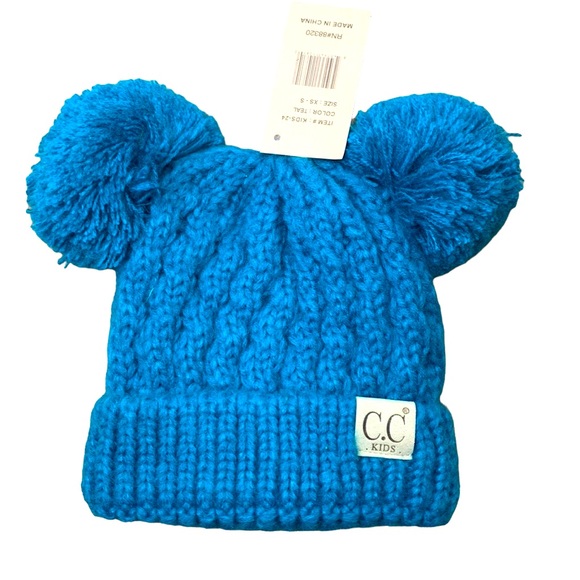 C.C Other - C.C KIDS TEAL COLORED HAT WITH DOUBLE POMS